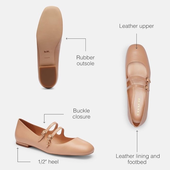 Coach Women's Tan Mary Jane Flats - Picture 5 of 10